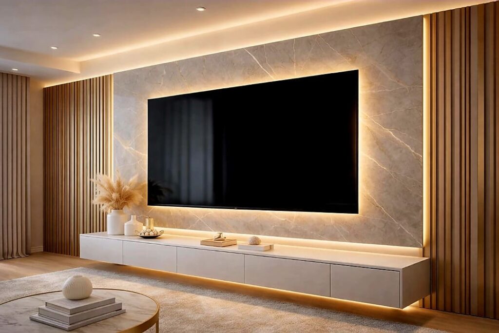 Modern Marble LED TV Panel Wall Ideas