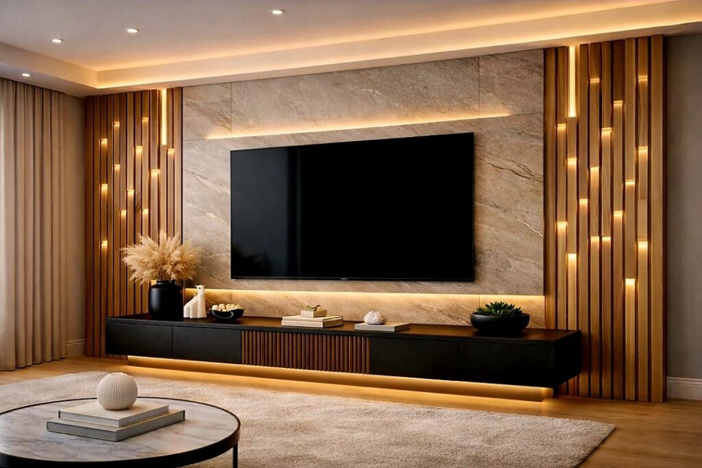 Modern Marble LED TV Panel Wall Ideas