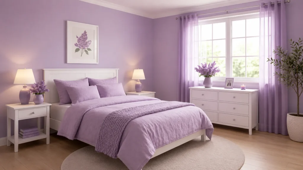 Minimalist Soft Lavender Feng Shui Bedroom