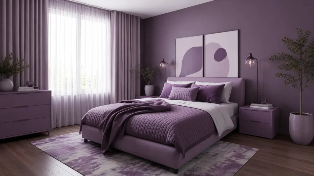 Deep Plum Purple Luxury Feng Shui Bedroom