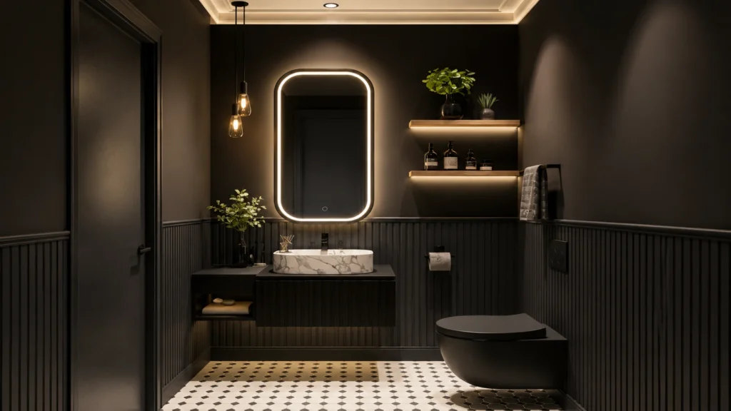 black vanity bathroom