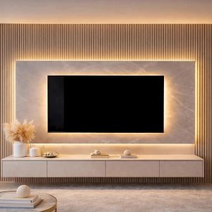 8 Modern Marble LED TV Panel Wall Ideas for a Minimalist Luxury Living Room