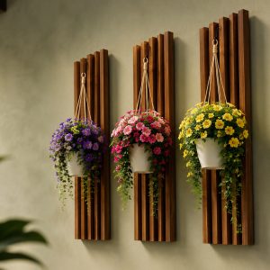 Modern Wall Hanging Planter Ideas: Wooden Panel Flower Decor for Stylish Home Walls