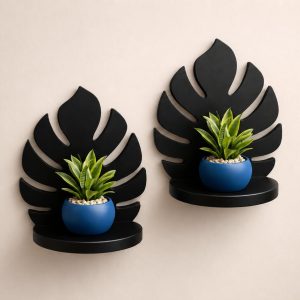 Modern Leaf Wall Shelf Decor: 4 Stunning Floating Plant Holders for Contemporary Homes